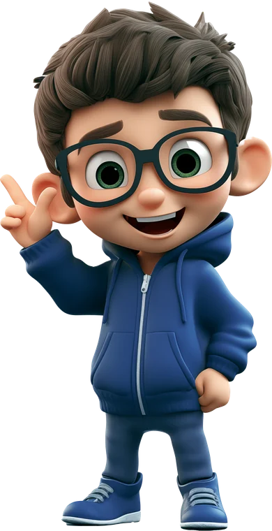 Blu, mascote da Bluey, apontando para a oferta
