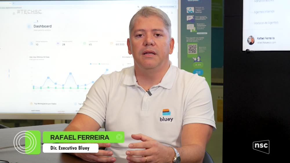 Rafael Ferreira, Diretor Executivo da Bluey, em reportagem do programa TECH SC da Globo NSC.